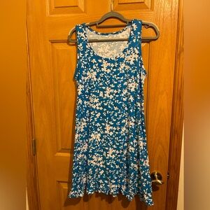 Draper James White and Blue Casual Midi Sundress